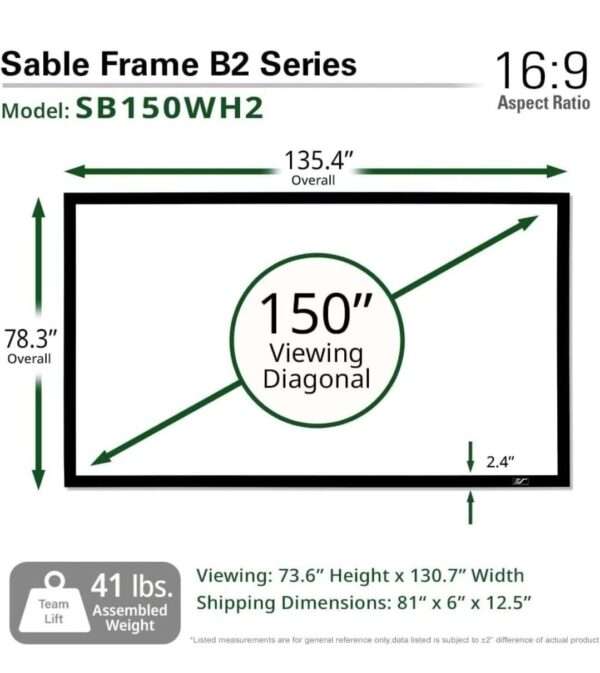 Elite Screens Sable Frame B2,100- 150-inch Diag. 16:9 - Image 8