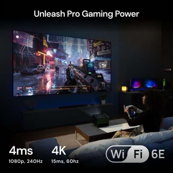 VisionMaster Pro2 Triple Laser Projector 4K,15000:1 Contrast, 0.9-1.5x Optical Zoom, 2X Multitasking Power, IMAX, HDR10+, GTV, 4ms Lag-Free Gaming, 3000 ISO Lumens, Google Home - Image 9